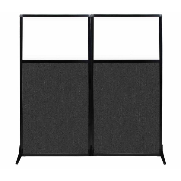 Work Station Screen 66" x 70" Black Fabric With Clear Window